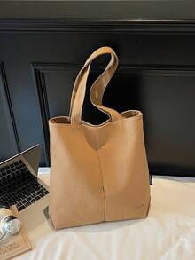 Bolso de lona minimalista casual, bolso de hombro de gran capacidad para mujeres, estudiantes universitarios, ir y venir