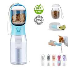 Botella de agua para perros con contenedor de comida y soporte para bolsas de residuos, tazón de agua de viaje, dispensador portátil para mascotas, accesorios para perros, artículos esenciales y necesidades para cachorros, Yorkshire Terrier, Chihuahua, para caminar y hacer senderismo