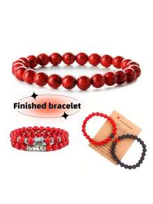 1 szt. Naturalne okrągłe koraliki z czerwonego turkusu 4/6/8/10/12 mm, modne koraliki DIY w kolorze jeansu, świąteczne, czerwone, odpowiednie do tworzenia bransoletek, naszyjników, biżuterii, bransoletek dla par, łańcuszków do telefonów, breloków, hurtowych koralików