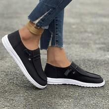 Giày bệt vải canvas mũi tròn chống trượt thoải mái nhẹ cho nữ - màu đen - Xem 3