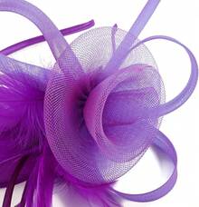 Fascinators Hats Women,Tea Party Fascinator Hair Clip With Feathers Wedding,Derby Hats Headbands - Ha9462-purple - View 6