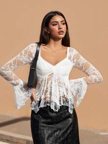 Women's White Bow Shirt - trắng - Xem 4