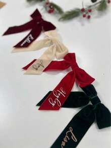 Velvet Ribbon Embroidered Place Cards | Personalized Satin Ribbon For Wedding Table Decor And Rehearsal Dinner | Gift Tags | Customized Place Cards - Multicolor - View 5