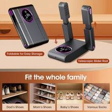 Hailicare Essiccatore per scarpe con 4 elementi riscaldanti PTC, temperatura costante a 48°C, 4 timer, sterilizzazione UV, pieghevole e telescopico