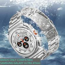 1 条不锈钢表带 + 1 个金属表带拆卸工具，兼容三星 Galaxy Watch 8 / 8 Classic Ultra 47mm (2025/2024)，男女通用金属表带，适合手腕尺寸：6.3"-8.26" (160mm-210mm) - 銀色 - 查看 5