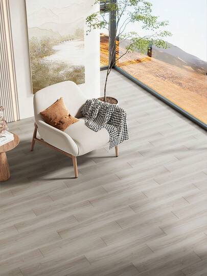 LIVINGANDHOME Living And Home 16/20pcs Wood Grain PVC Flooring With UV Coating Built-In 2mm Underlayment Scratch-Resistant Fade-Resistant Interlocking Design For Kitchen Bedroom Bathroom Home Office Commercial Use (Covers 2.78㎡/2.88㎡)