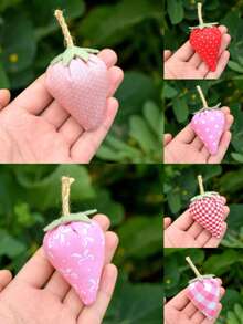6pcsStrawberry Shaped Filling, Handmade Retro Style Fabric Strawberries, Tray Decoration, Room Decor,Decor,Desk Accessories,Trinkets,Birthday Decorations,Party Decorations,Room Decor, Living Room Decoration, Room Decoration, Bathroom Decoration, Outdoor Decoration, Can Be Used For Ation, Christmas Decoration, Home Decor Christmas Decorations Winter