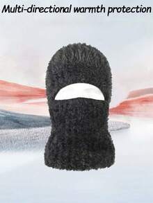 1pc Balaclava Hat With Mask And Neck Warmer, Knitted Winter Hat For Cold Weather, Ear Protection Fall - A - View 5