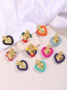 1件情人节波西米亚复古奢华甜美个性化串珠金属心形吊坠配饰，时尚优雅个性化DIY珠宝制作材料，红色装饰 - 飾品配件 - 查看 6