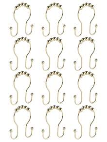 12pcs Stainless Steel Black Shower Curtain Hooks, Rust-Proof Curtain Rings, Smooth And Anti-Drop Double Curtain Rings. Electroplated To Prevent Rust And Corrosion, Suitable For Bathroom Environment. - Multicolor - View 16