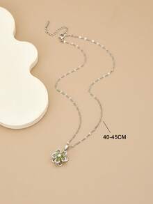 1 件不锈钢 5 瓣旋转花项链，适合女性日常佩戴，女士金色项链，高品质 18K 金项链，女士珠宝项链，万圣节礼物，圣诞节礼物，女士配饰 - 銀色 - 查看 4