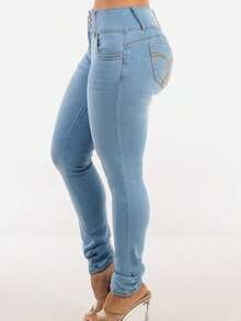 Butt Lift Low Rise Stretch Light Skinny Jeans - Nhiều màu - Xem 4