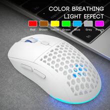 蜂窝状孔无线鼠标，可充电RGB灯光调节，USB即插即用，适合家庭游戏和办公使用