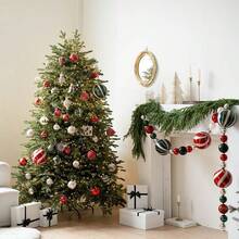 9英尺圣诞诺福克松树花环，逼真雪松花环，松树花环，适用于壁炉架、桌子、楼梯扶手、室内、室外圣诞装饰、婚礼花束、桌面装饰、新娘送礼会、情人节装饰、婴儿送礼会装饰、家居装饰、客厅装饰、餐桌、墙壁、花园、花环、卧室装饰等。