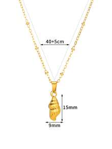 1 chiếc mặt dây chuyền hình vỏ sò mạ vàng, vòng cổ vỏ sò biển, vòng cổ thép không gỉ mạ vàng 18K, phụ kiện thời trang cho kỳ nghỉ hè ở bãi biển. - Vàng - Xem 15