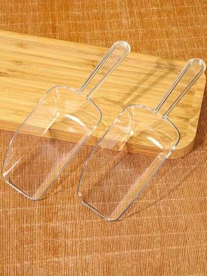 1/2/3/4/5pcs Transparent Plastic Ice Scoops, Multifunctional Refrigerator Ice Cube Tray Scoops, Multipurpose Kitchen Spoons, Bathroom Ice Scoops, Food & Candy Scoops, Frosted Transparent Ice Spatulas, Milk Tea Shop Kitchen Cereal Ice Scoops (Dear Customer, Warm Reminder: There May Be Minor Scratches During Transportation)