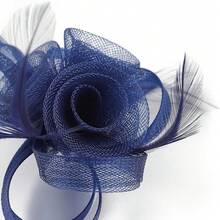 Fascinators Hats Women,Tea Party Fascinator Hair Clip With Feathers Wedding,Derby Hats Headbands - Ha9589-海軍藍 - 查看 6