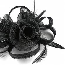 Fascinators Hats Women,Tea Party Fascinator Hair Clip With Feathers Wedding,Derby Hats Headbands - Style2-黑色 - 查看 6
