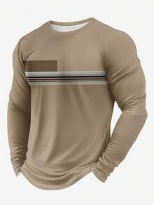 Men's Casual Minimalist Long Sleeve T-Shirt And Pants Set, Fall Clothes