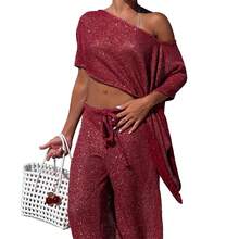 Women Sequin Shiny Glitter Knit Poncho Off Shoulder See-Through Crochet Cape Sheer Shrug Lightweight  Summer Holiday Beachwear Sheer Mesh Swimsuit Bikini Cover Ups Poncho Top Shawl - Đỏ - Xem 7