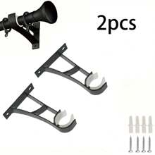 2 件/4 件重型金属黑色单窗帘杆支架，适用于 25-28 毫米壁挂式窗帘杆