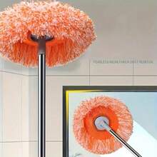 2pcs Orange Sunflower Shaped Mop Pads, Round Replacement Mop Pads, Cleaning Supplies For Home, Dorm, Office And Other Occasions, Cleaning Tools (Without Pole), Home Cleaning Supplies, Christmas Cleaning Supplies