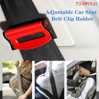 Adjustable Car Seat Belt Clip Holder - Anti-Slip Lock, Comfortable Fit For Pregnant Women, Fast Installation Universal Fit, ABS Material (Blue,Red,Black,Silver)​