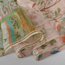 100% Mulberry Silk Scarf For Women Lightweight Long Scarves Beach Wraps Cover Up -Travel Photography Scarfhalloween - 淺綠色 - 查看 10