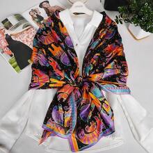 100% Mulberry Silk Scarf For Women Lightweight Long Scarves Beach Wraps Cover Up -Travel Photography Scarfhalloween - 紅貓 - 查看 2