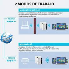 Repetidor Wi-Fi Extensor Señal Inalámbrico WPS 50m 2.4G LAN - Negro - Ver 2