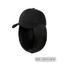 12 Zoll Baseball Cap Perücke, synthetische Perückenkappe, Damen hitzebeständige Faser Kurzhaarperücke mit Wellen, geeignet für den täglichen Gebrauch, Halloween - Verschiedenfarbig - Übersicht 6