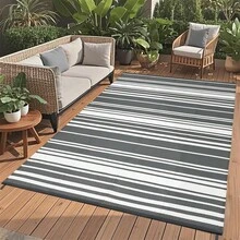 Meiyiu Waterproof Outdoor Rug 8x10/9*12/9*18, Plastic Straw Patio Camping Rug, Indoor Outdoor RV Mat Carpet For Deck, Camper, Porch, Balcony, Backyard, Picnic - Grey-9*12ft - 查看 7