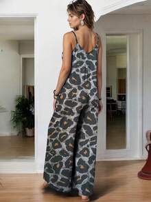 Mono Sexy Tirantes Liso Pata De Elefante Primavera Verano Para Mujer - Tigre Militar Gris - Ver 4