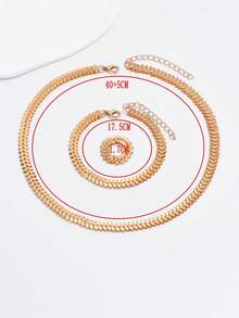 Conjunto de 3 joias minimalistas, incluindo colar, pulseira e anel, adequado para uso na primavera/verão, também ótimo para acessórios casuais e presentes - Multicolorido - Ver 4