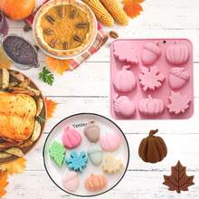 1 pieza Molde de silicona de Halloween Moldes de silicona de otoño Molde de silicona 3D de calabaza Molde de hoja de arce de otoño Molde con forma de bellota Molde con tema de otoño de Halloween para decoraciones de cupcakes, resina, jabón, velas y bandejas de cubitos de hielo