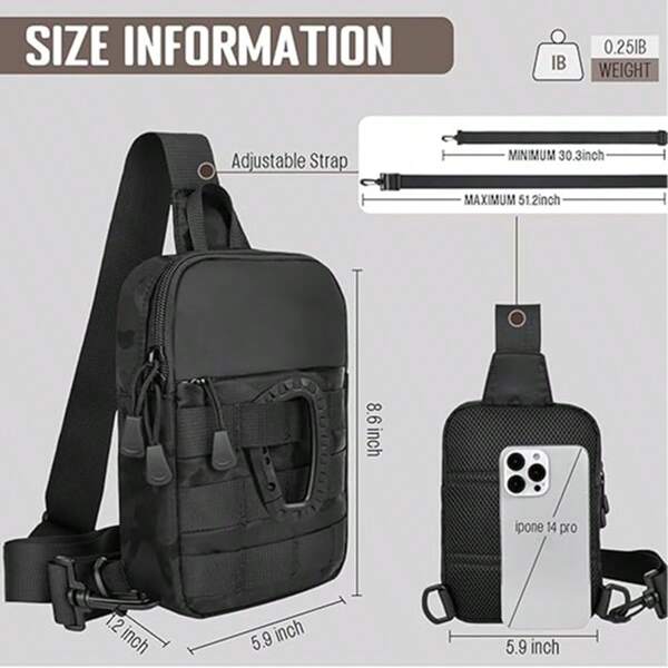 Mini sac de poitrine tactique pour homme, loisirs et cyclisme, petit sac à bandoulière pour homme, sac de poitrine d'extérieur, sac à dos à une épaule