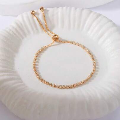 1pc Adjustable Luxury Crystal Embellished Bracelet