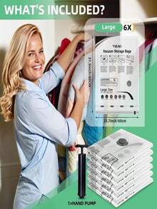 Vacuum Seal Bags For Clothing- 20 Pack 4 Sized Vacuum Storage Bags With Hand Pump, Space Saver Organisers For Travel Luggage Clothes Blankets Comforters (4Jumbo,4L4M8S) - 顏色D - 查看 2