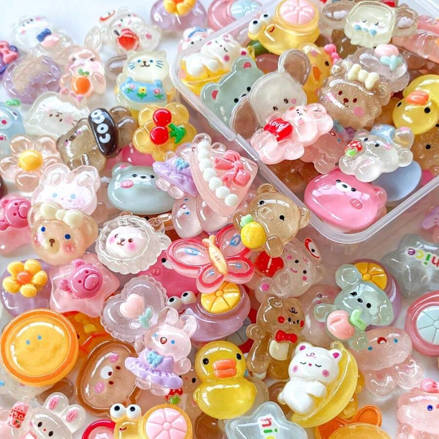 6/10/20 件可爱同色 DIY 饰品系列树脂装饰适用于 DIY 工艺耳环项链手链脚链珠宝制作钥匙扣手机壳发夹配件制作用品