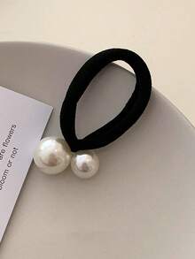 4 件/套 2 英寸黑白仿珍珠发圈，优雅百搭，适合日常佩戴、休闲、派对、通勤、海滩、马尾辫、发髻、洗脸和化妆等发型、时尚配饰、发饰、马尾辫夹、发圈、发绳、弹性发带、居家美容女士配饰礼品、头饰 - 彩色 - 查看 8