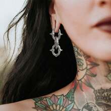 1 件 316 不锈钢尖刺朋克耳坠挂钩拉伸器穿孔女士男士身体首饰耳环 5 毫米 4 克 - 長的 - 查看 3