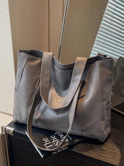 潮流跨境手提包，男女通用，时尚，PU材质，纯色，简约，多功能肩包/腋下包/手提包，适合日常休闲、通勤、购物、旅行及各种场合。