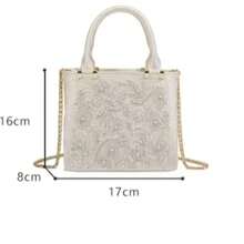 Moonlight White Faux Pearl Embroidered Mini Handbag, Exquisite Floral Embossed Evening Bag , Gifts For Women - White - View 7