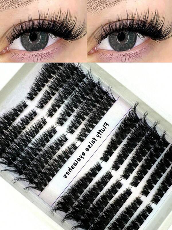 Ondine 120large Capacity False Eyelashes 5D Fluffy Eyelash Group 10-18mm Length Hot Melt Bristles Are Divided Into Height, Left+Right, Suitable For Paired Single Eyelashes. 12 Rows Of Hot Melt Grafting False Eyelashes Naturally Divided. Thick Eyelashes.