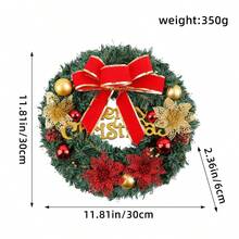 1 pieza Guirnalda artificial de 12 pulgadas con bayas rojas y piñas, decoración de corona de puerta, centro de mesa con velas y accesorios para el hogar en invierno y fiestas navideñas