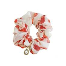 Korean Style Pearl Scrunchies - Fashion Floral Fabric Hair Ties Women - Korean Flower Accessoriesvalentine's Day RFC0 - 2-Mận đỏ - Xem 1