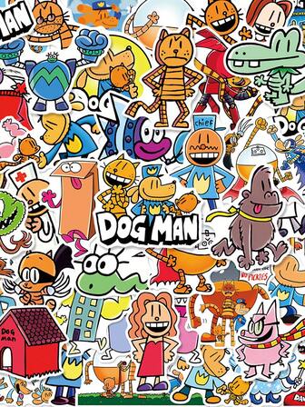 50PSC DOG MAN Comic Graffiti Stickers Cartoon Fun Style Waterproof PVC Material, Reusable Suitable For Campus Awards, Helmet Decoration, Handbag Making, Car Decoration Party Decoration, Label Stickers, Self-Adhesive Stickers, Scrapbooks, Laptops, Luggage, Guitars, Water Bottles, Phone Case Urban Youth Fashion Decoration