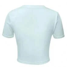 Cropped Women's T-Shirt In Lightweight Cotton Fabric Round Neck New Custom NY Enjoy Modern And Light - 淺藍色 - 查看 2