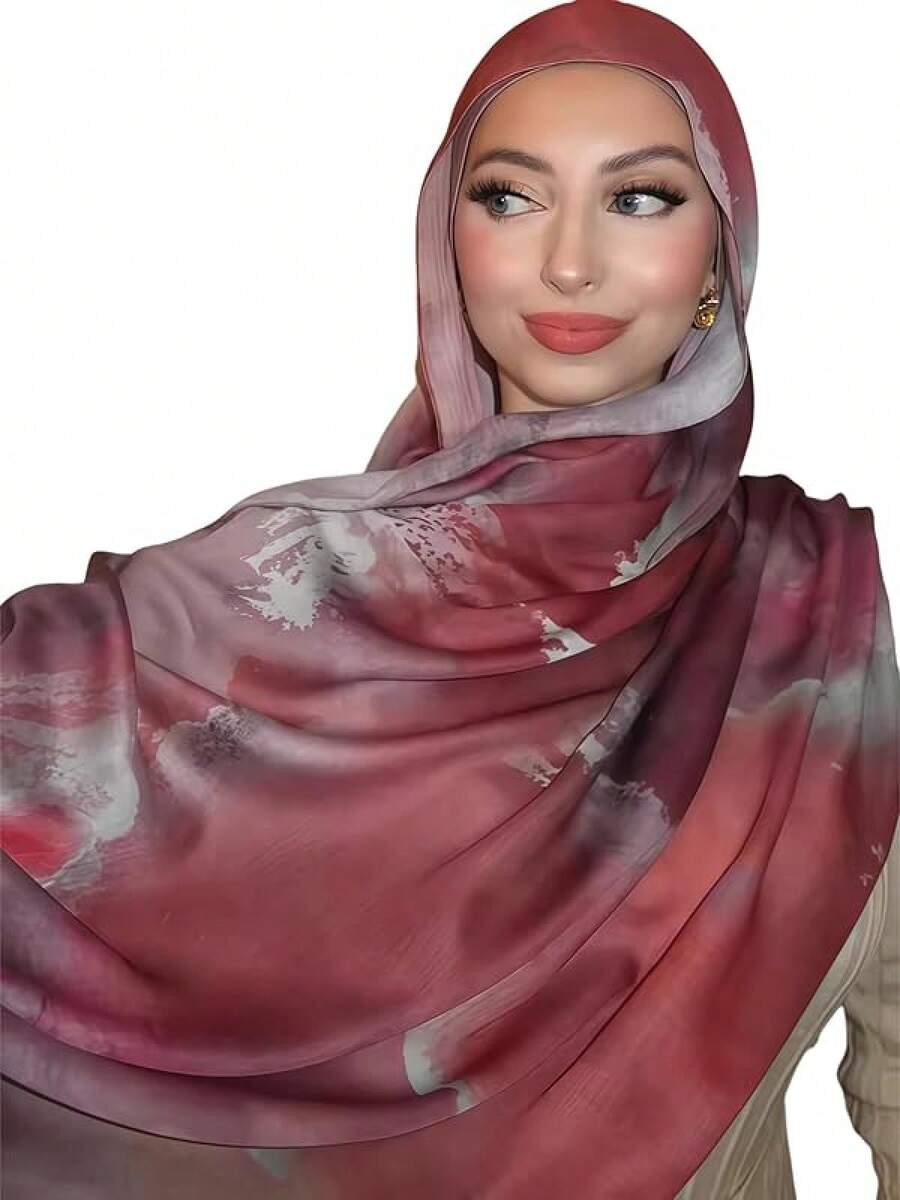 Watercolour Floral Printed Hijab Scarf Women Soft Modal Cotton Instant Hijab Wraps Shawls Long Scarves - Màu 15 - Xem 1