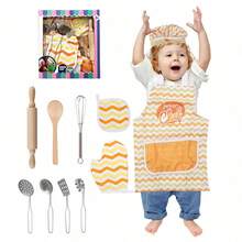 Juego de cocina para niños, Juego de delantal de cocina para niños, Juego de herramientas de horneado y accesorios para pasteles para niños que incluye batidor, rodillo (los patrones y colores pueden variar) Cocina para niños, Juguetes de cocina, Rodillo, Cocina para niños, Horneado para niños, Rodillo, Cocina - Multicolor - Ver 10